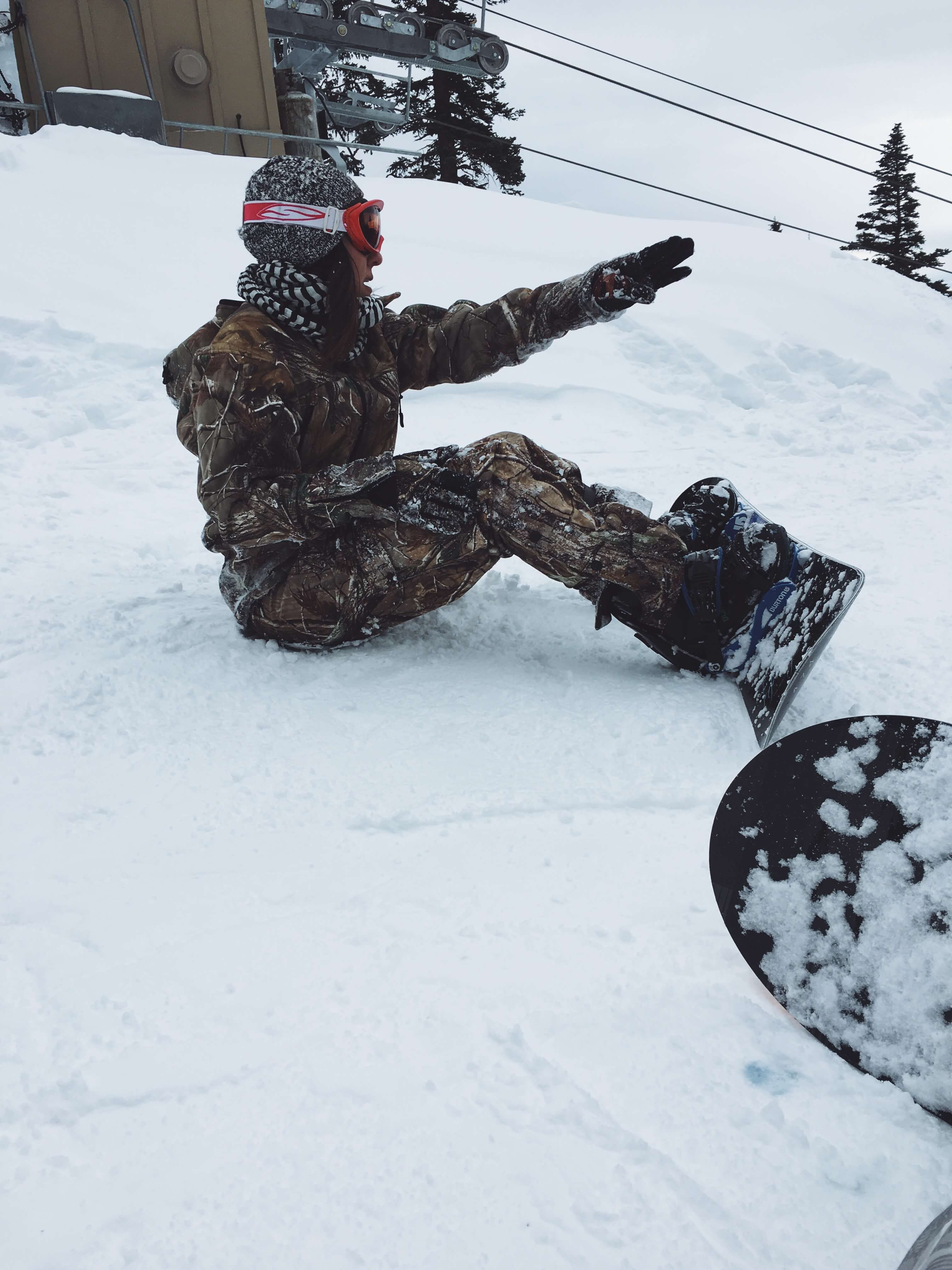 Jenn snowboarding