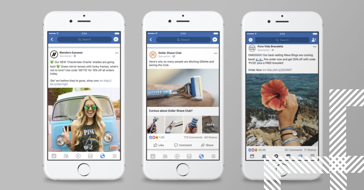 Example of Facebook ad campaigns