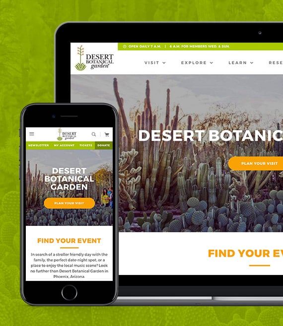 Desert Botanical Garden mobile homepage